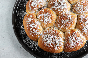 Delicious homemade chocolate brioche on plate