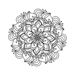 Mandala. Antistress coloring book. Template for mehendi. Oriental drawing. Vector illustration. Isolated on a white background.