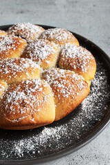 Delicious homemade chocolate brioche on plate