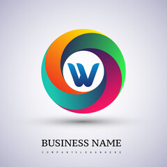Letter W logo with colorful splash background, letter combination logo design for creative industry, web, business and company.