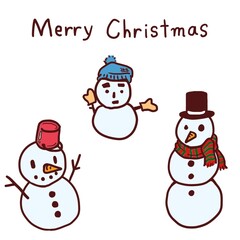Christmas handwritten snowman illustration set