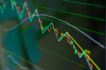 stock market graph on the screen