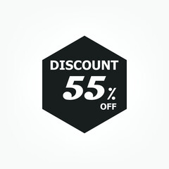 discount icon with white background. Special offer price signs, Discount UP TO 55% OFF