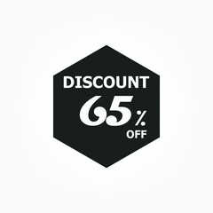 discount icon with white background. Special offer price signs, Discount UP TO 65% OFF