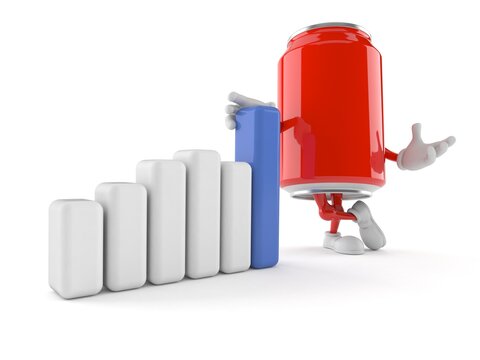 Soda can character with chart