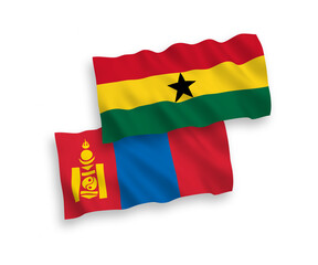 Flags of Mongolia and Ghana on a white background
