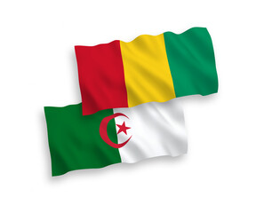 Flags of Guinea and Algeria on a white background