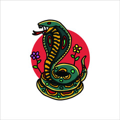 happy cobra illustration for merchandise