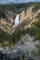 lower falls of the yellowstone national park, wyoming, usa