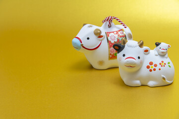 干支　牛飾りファミリー