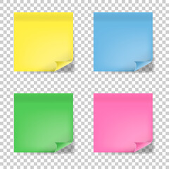 Fototapeta na wymiar Illustration of a colored set of sticky notes isolated on background. Vector illustration.