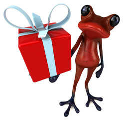 Fun red frog - 3D Illustration