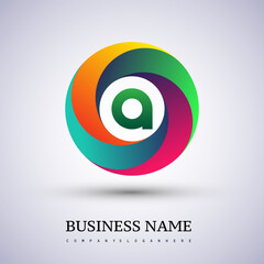 Letter A logo with colorful splash background, letter combination logo design for creative industry, web, business and company.