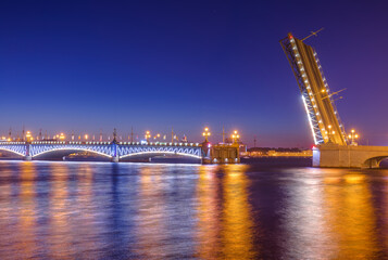 Neva river and open Troitsky Bridge - Saint-Petersburg Russia