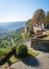 View of the valley from the fortress wall of Orvieto in Umbria, Italy