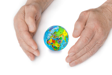 Hands and globe
