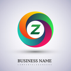 Letter Z logo with colorful splash background, letter combination logo design for creative industry, web, business and company.