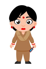 Indian, Lady, Police, Constable & cartoon