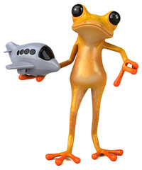 Fun yellow frog - 3D Illustration