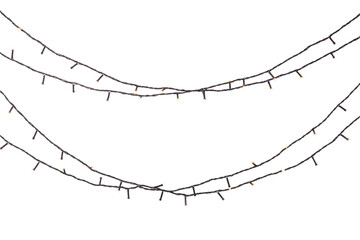 Christmas lights on white background
