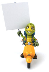 Fun turtle traveling - 3D Illustration