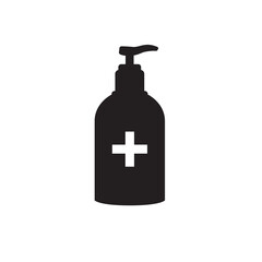 Disinfection. Hand sanitizer bottle icon, washing gel. Vector illustrationDisinfection. Hand sanitizer bottle icon, washing gel. Vector illustration	
