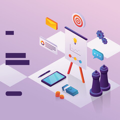 Business strategy item for web page with isometric style