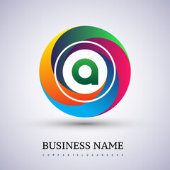 Letter A logo with colorful splash background, letter combination logo design for creative industry, web, business and company.