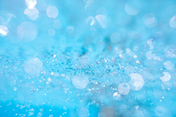 Beautiful water waves -  Splashed water wave in clean blue water, clean filtered water ready for...