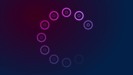 Blue purple neon circles background