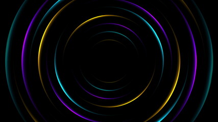 Colorful neon glowing circles abstract background