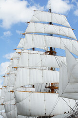The sailing boat which anchors in the port 