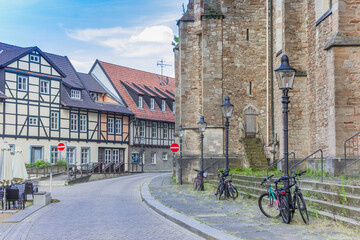 St. Agidien church and half timbered houses in Braunschweig, Germany