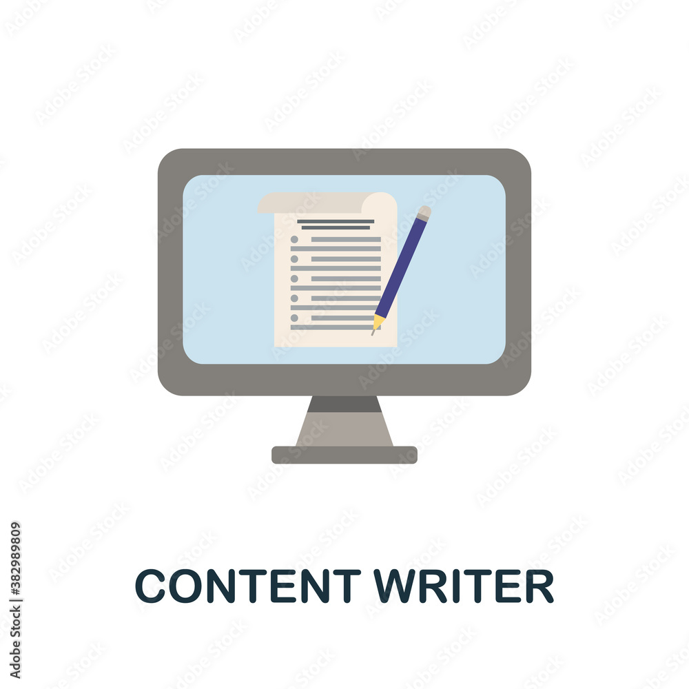 Aufkleber content writer icon. simple element from blogging collection. creative content writer icon for web d