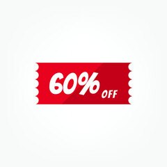 Discount icon with white background. Special offer price signs, Discount UP TO 60% OFF