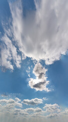 Fantastic clouds against blue sky, panorama