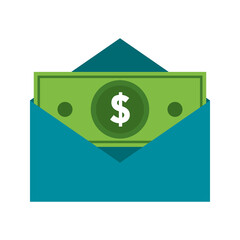 Salary icon. Vector dollar bills in envelope icon. vector illustration