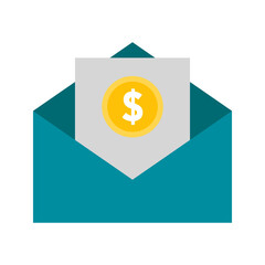 Salary icon. Vector dollar bills in envelope icon. vector illustration