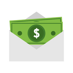 Salary icon. Vector dollar bills in envelope icon. vector illustration