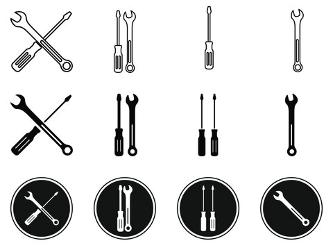 Wrench and screwdriver icon. Service tools vector. vector illustration