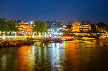 Fototapeta na wymiar Night scenery of Confucius Temple in Nanjing, Jiangsu Province, China
