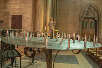gothic temple in the city of Reims in France from the inside