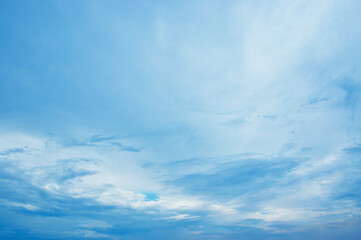 Naklejka na ściany i meble Beautiful sunset sky with white clouds, Summer background