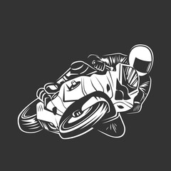 Racing motorcycle illustration, design elements.