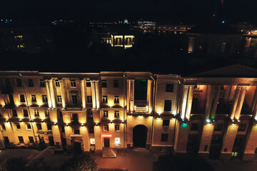 Aerial Townscape of Saint Petersburg City at Night. Kalininsky District
