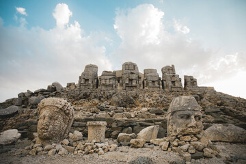 The gigantic statues of gods on mount Nemrut.