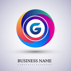 Letter G logo with colorful splash background, letter combination logo design for creative industry, web, business and company.