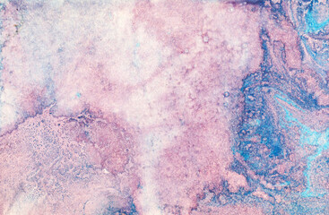 beige pink purple blue lilac paint in monotype technique, abstract texture background for your design Imitation marble, granite. Paper marbling aqueous surface design, unique marble.