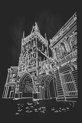 vector sketch of The Powder Tower, Prague, Czech Republic.