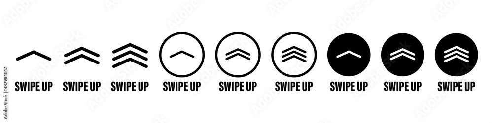Poster swipe up icon vector button. scroll arrow pointing up. drag to read learn more. isolated white backg